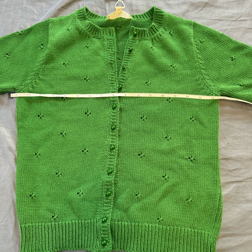 Sezane Green Short Sleeve Knit Cardigan - Picture 6 of 9
